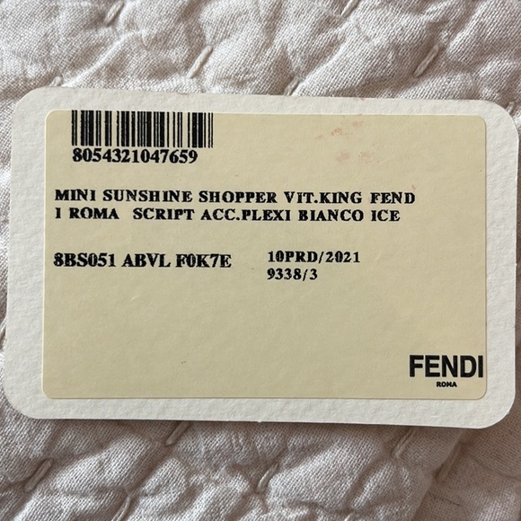 2021 FENDI mini sunshine shopper in Bianco Ice. Never carried. - Picture 10 of 10